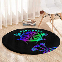 Neon Dartboard Darts Round Carpet with Colorful Target and Psychedelic Swirl Pattern - Wonder Print Shop