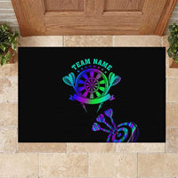 Neon Dartboard Darts Rubber Doormat with Colorful Target and Psychedelic Swirl Pattern - Wonder Print Shop