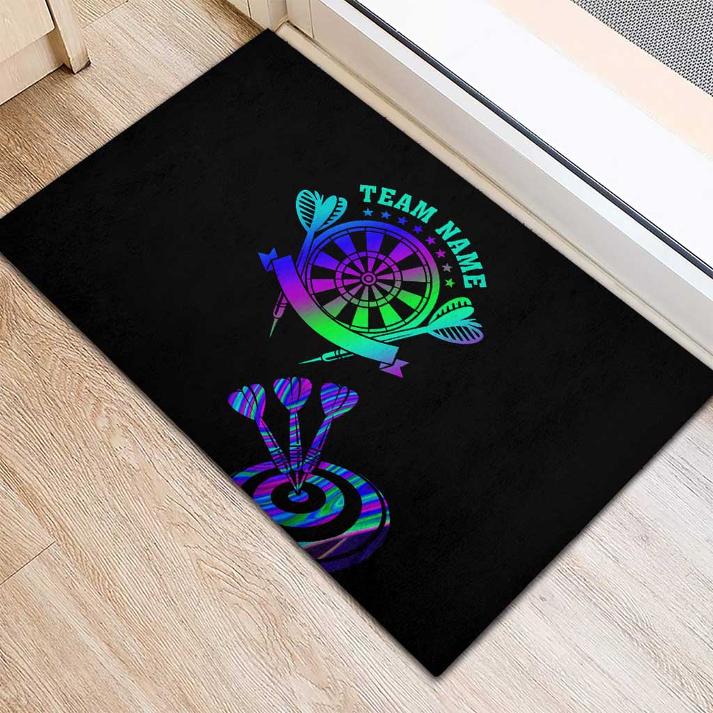 Neon Dartboard Darts Rubber Doormat with Colorful Target and Psychedelic Swirl Pattern - Wonder Print Shop