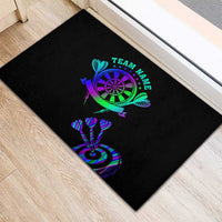 Neon Dartboard Darts Rubber Doormat with Colorful Target and Psychedelic Swirl Pattern - Wonder Print Shop