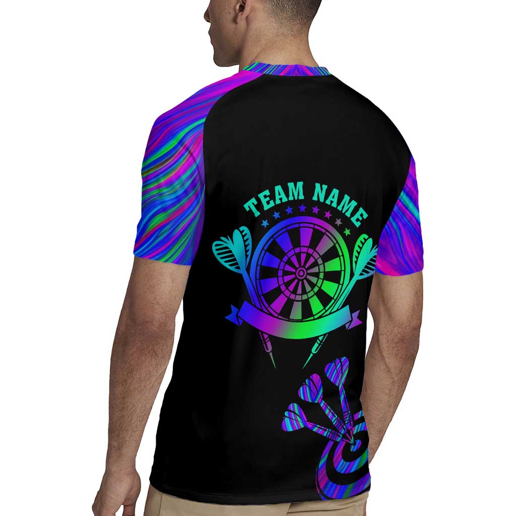 Neon Dartboard Darts Rugby Jersey with Colorful Target and Psychedelic Swirl Pattern - Wonder Print Shop