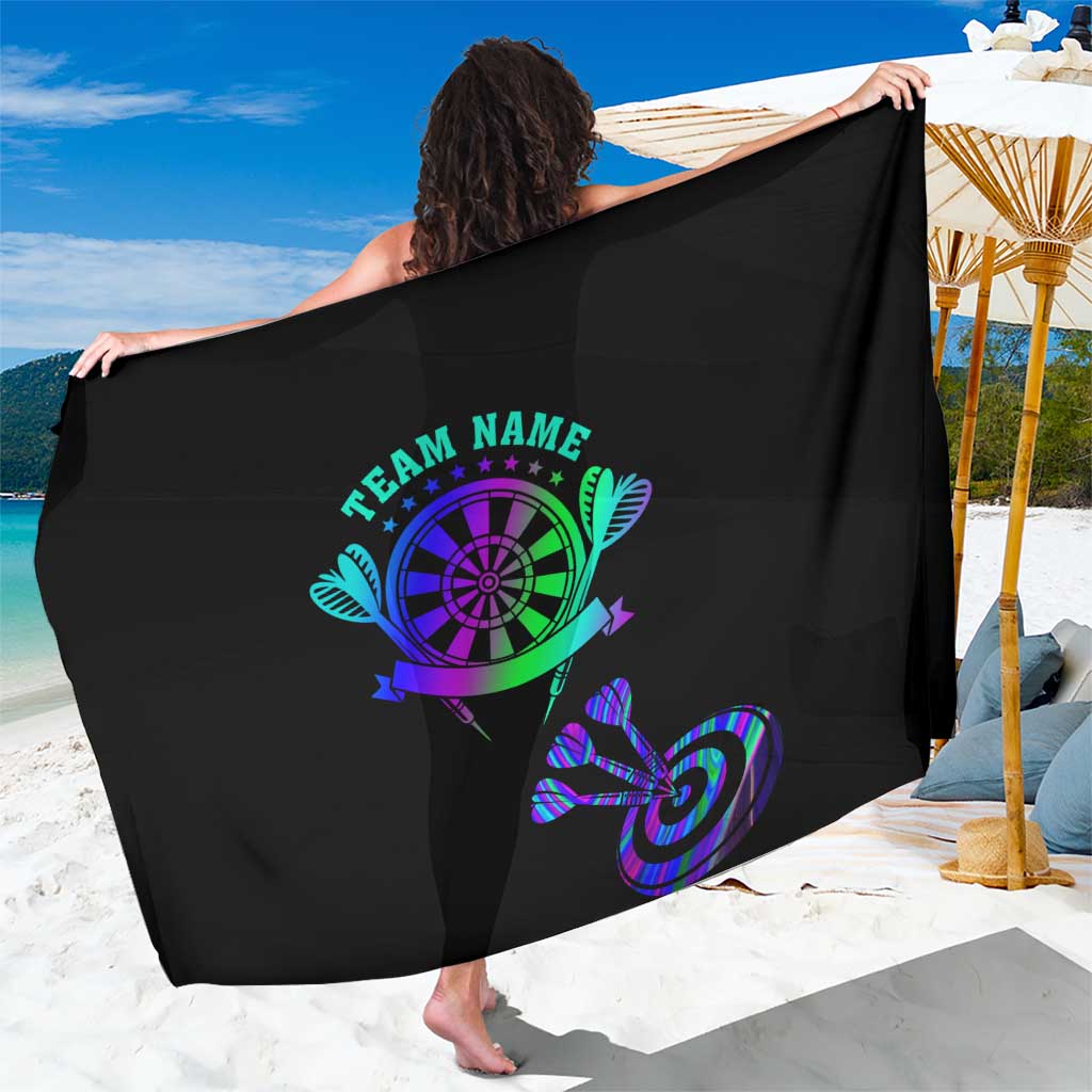 Neon Dartboard Darts Sarong with Colorful Target and Psychedelic Swirl Pattern - Wonder Print Shop