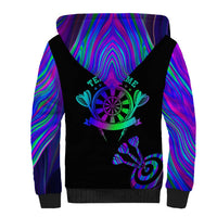 Neon Dartboard Darts Sherpa Hoodie with Colorful Target and Psychedelic Swirl Pattern - Wonder Print Shop