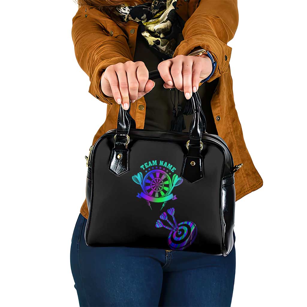 Neon Dartboard Darts Shoulder Handbag with Colorful Target and Psychedelic Swirl Pattern - Wonder Print Shop