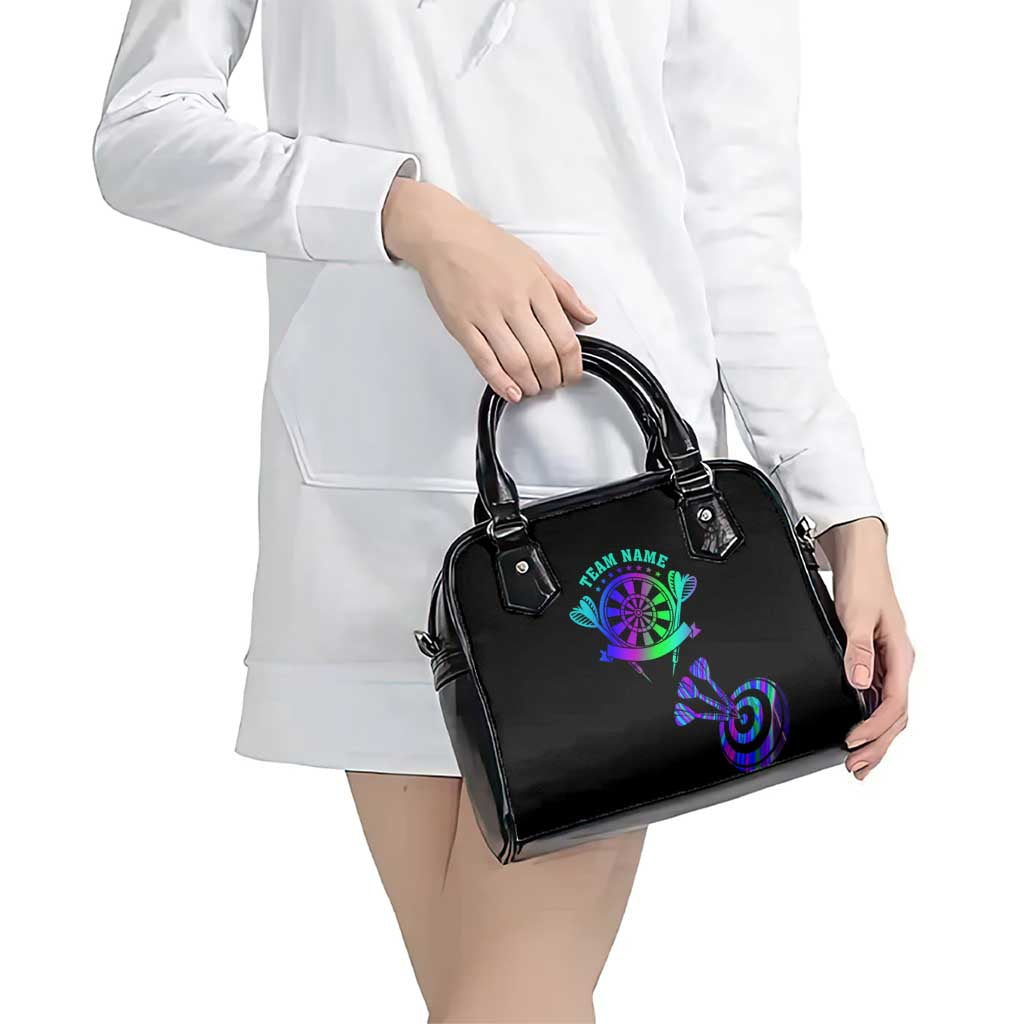 Neon Dartboard Darts Shoulder Handbag with Colorful Target and Psychedelic Swirl Pattern - Wonder Print Shop