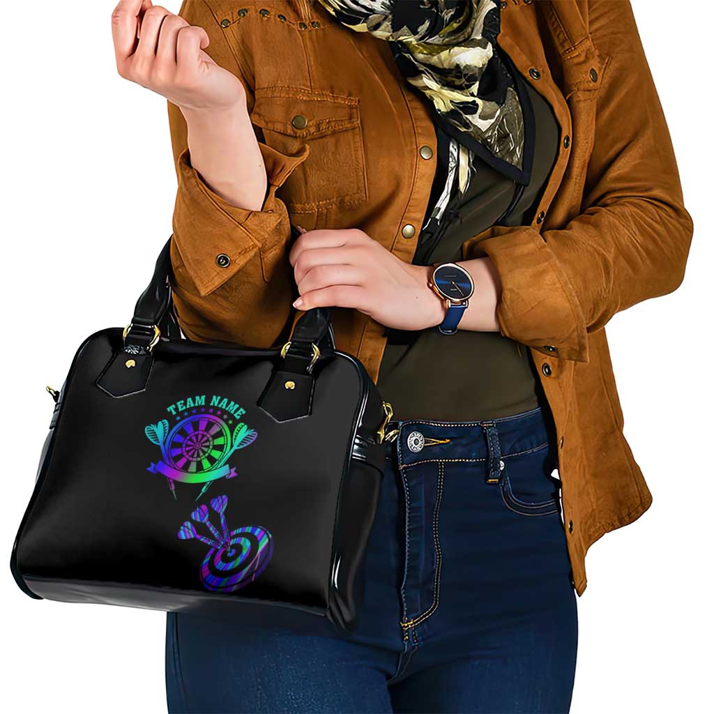 Neon Dartboard Darts Shoulder Handbag with Colorful Target and Psychedelic Swirl Pattern - Wonder Print Shop