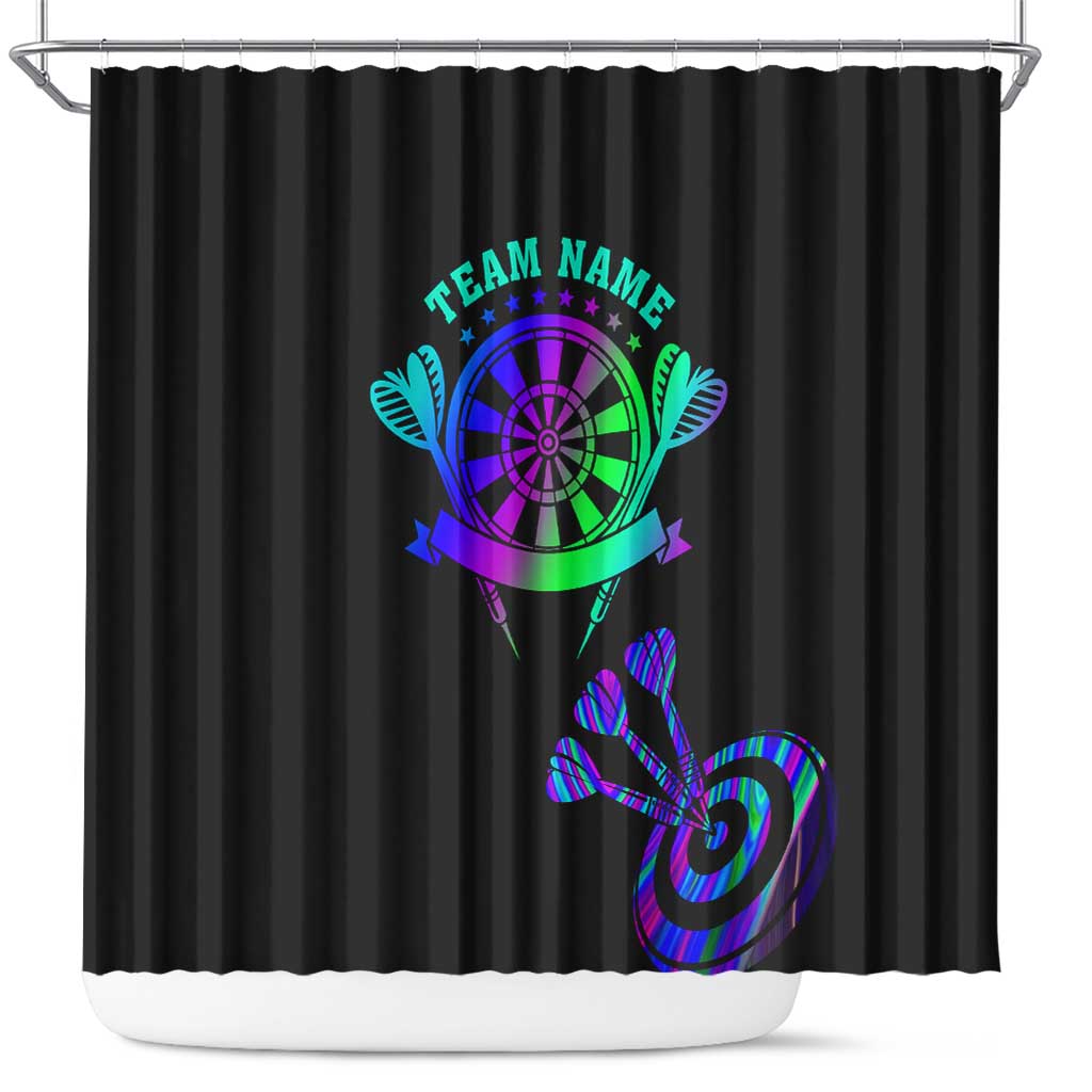 Neon Dartboard Darts Shower Curtain with Colorful Target and Psychedelic Swirl Pattern - Wonder Print Shop