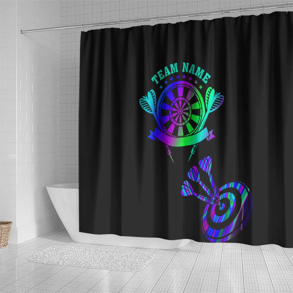 Neon Dartboard Darts Shower Curtain with Colorful Target and Psychedelic Swirl Pattern - Wonder Print Shop