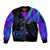 Neon Dartboard Darts Sleeve Zip Bomber Jacket with Colorful Target and Psychedelic Swirl Pattern - Wonder Print Shop