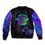 Neon Dartboard Darts Sleeve Zip Bomber Jacket with Colorful Target and Psychedelic Swirl Pattern - Wonder Print Shop