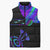 Neon Dartboard Darts Sleeveless Puffer Jacket with Colorful Target and Psychedelic Swirl Pattern - Wonder Print Shop