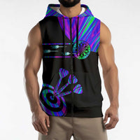Neon Dartboard Darts Sleeveless Zip Hoodie with Colorful Target and Psychedelic Swirl Pattern - Wonder Print Shop