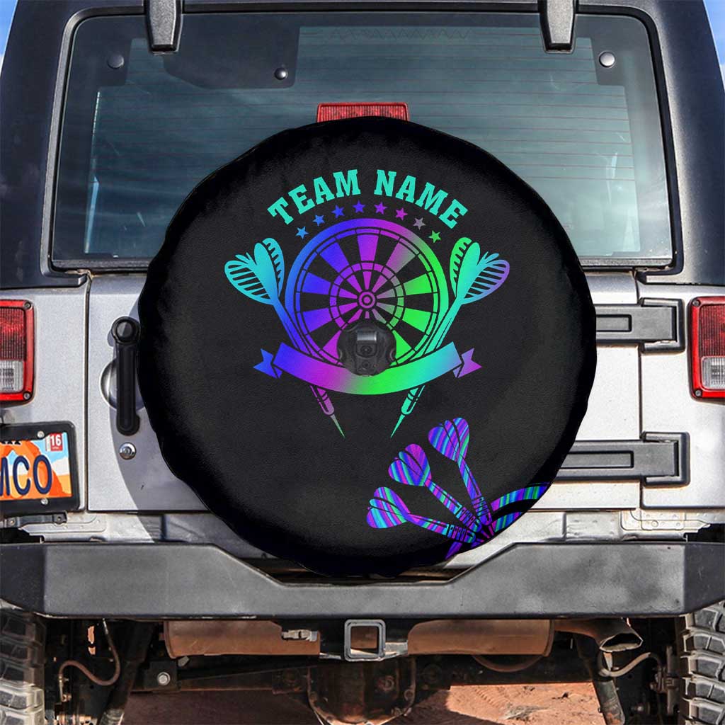 Neon Dartboard Darts Spare Tire Cover with Colorful Target and Psychedelic Swirl Pattern - Wonder Print Shop