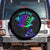 Neon Dartboard Darts Spare Tire Cover with Colorful Target and Psychedelic Swirl Pattern - Wonder Print Shop