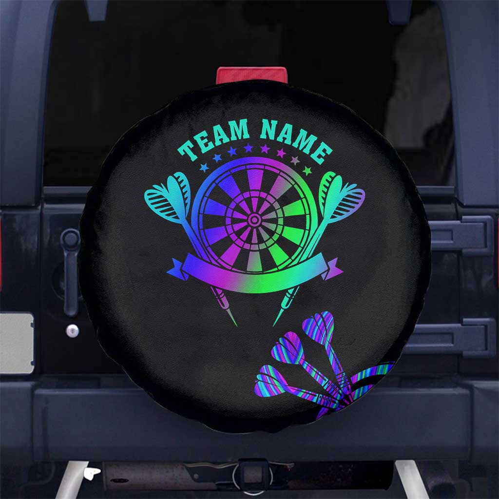 Neon Dartboard Darts Spare Tire Cover with Colorful Target and Psychedelic Swirl Pattern - Wonder Print Shop