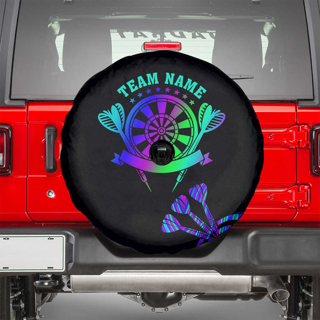 Neon Dartboard Darts Spare Tire Cover with Colorful Target and Psychedelic Swirl Pattern - Wonder Print Shop