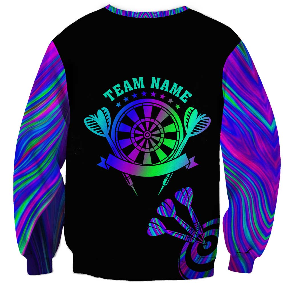 Neon Dartboard Darts Sweatshirt with Colorful Target and Psychedelic Swirl Pattern - Wonder Print Shop