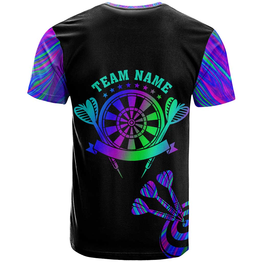 Neon Dartboard Darts T Shirt with Colorful Target and Psychedelic Swirl Pattern - Wonder Print Shop
