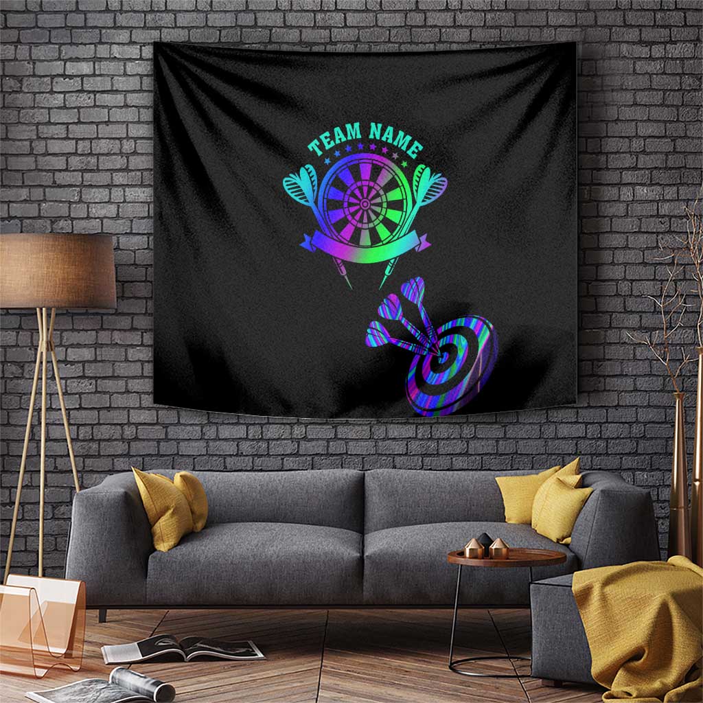 Neon Dartboard Darts Tapestry with Colorful Target and Psychedelic Swirl Pattern - Wonder Print Shop