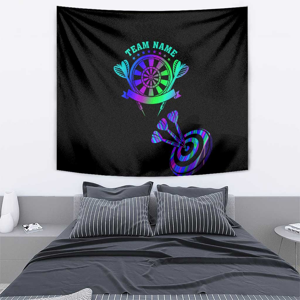 Neon Dartboard Darts Tapestry with Colorful Target and Psychedelic Swirl Pattern - Wonder Print Shop