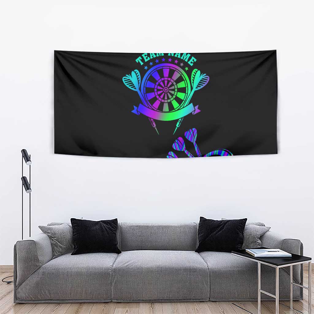 Neon Dartboard Darts Tapestry with Colorful Target and Psychedelic Swirl Pattern - Wonder Print Shop