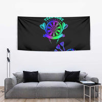 Neon Dartboard Darts Tapestry with Colorful Target and Psychedelic Swirl Pattern - Wonder Print Shop