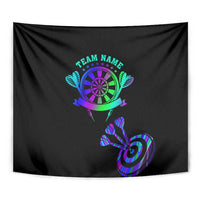 Neon Dartboard Darts Tapestry with Colorful Target and Psychedelic Swirl Pattern - Wonder Print Shop