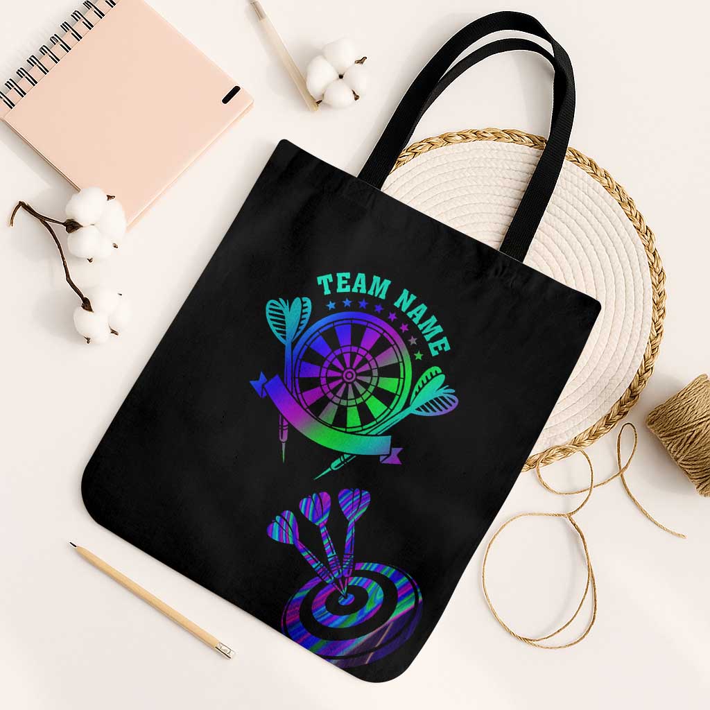 Neon Dartboard Darts Tote Bag with Colorful Target and Psychedelic Swirl Pattern - Wonder Print Shop