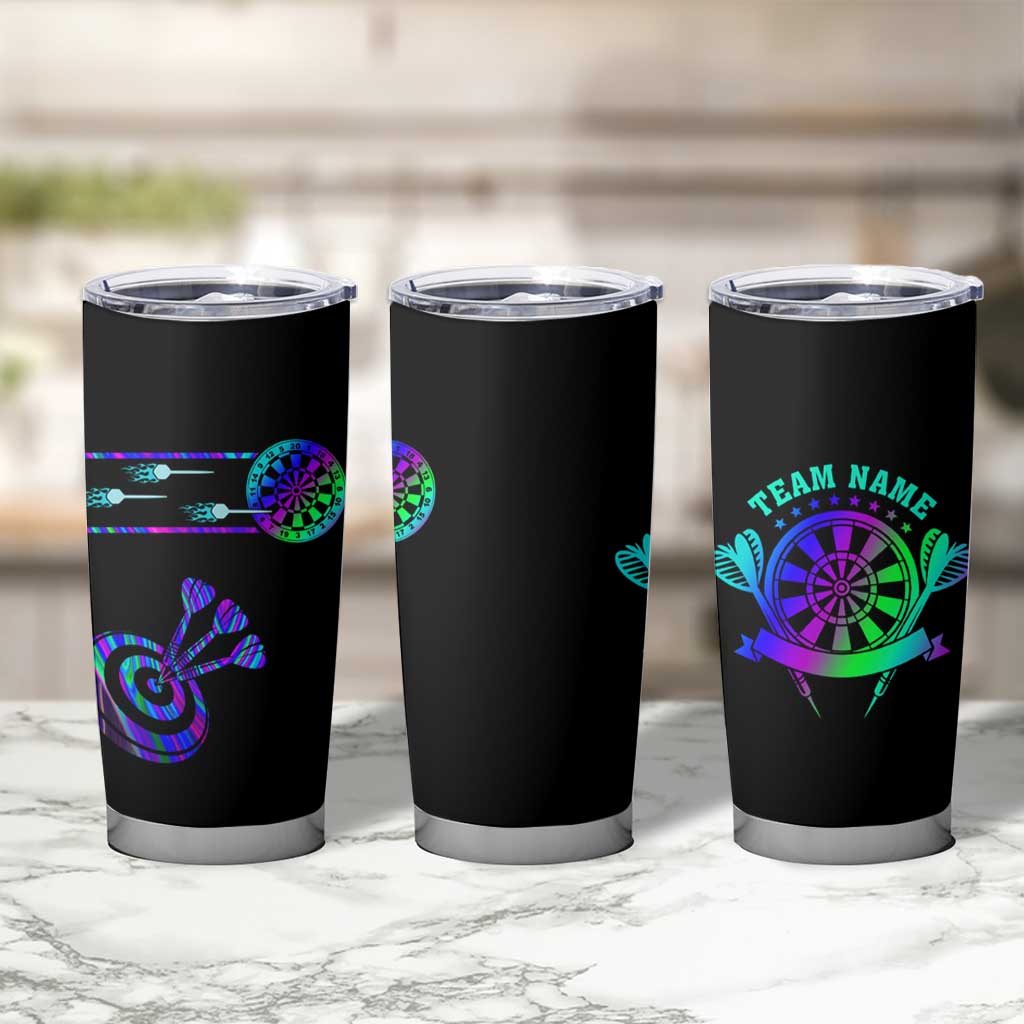 Neon Dartboard Darts Tumbler Cup with Colorful Target and Psychedelic Swirl Pattern - Wonder Print Shop