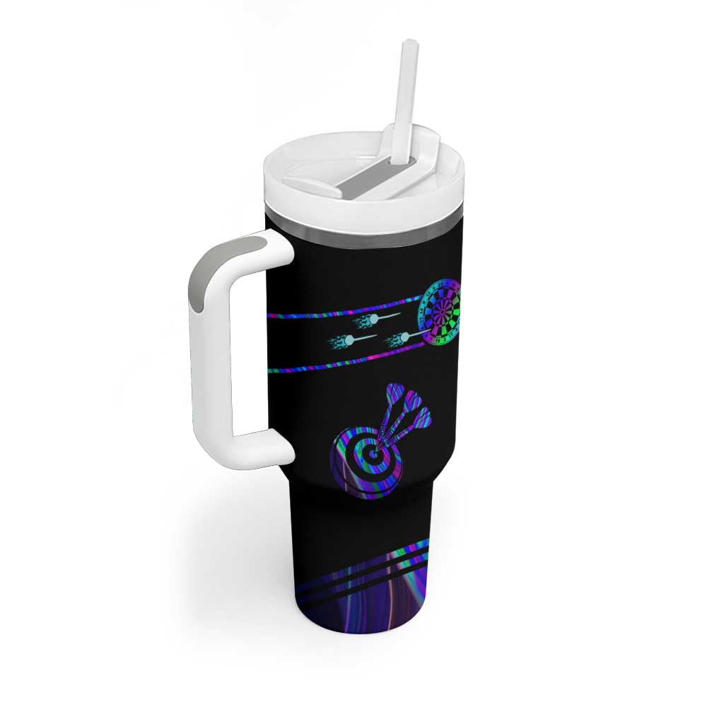 Neon Dartboard Darts Tumbler With Handle with Colorful Target and Psychedelic Swirl Pattern - Wonder Print Shop