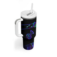 Neon Dartboard Darts Tumbler With Handle with Colorful Target and Psychedelic Swirl Pattern - Wonder Print Shop