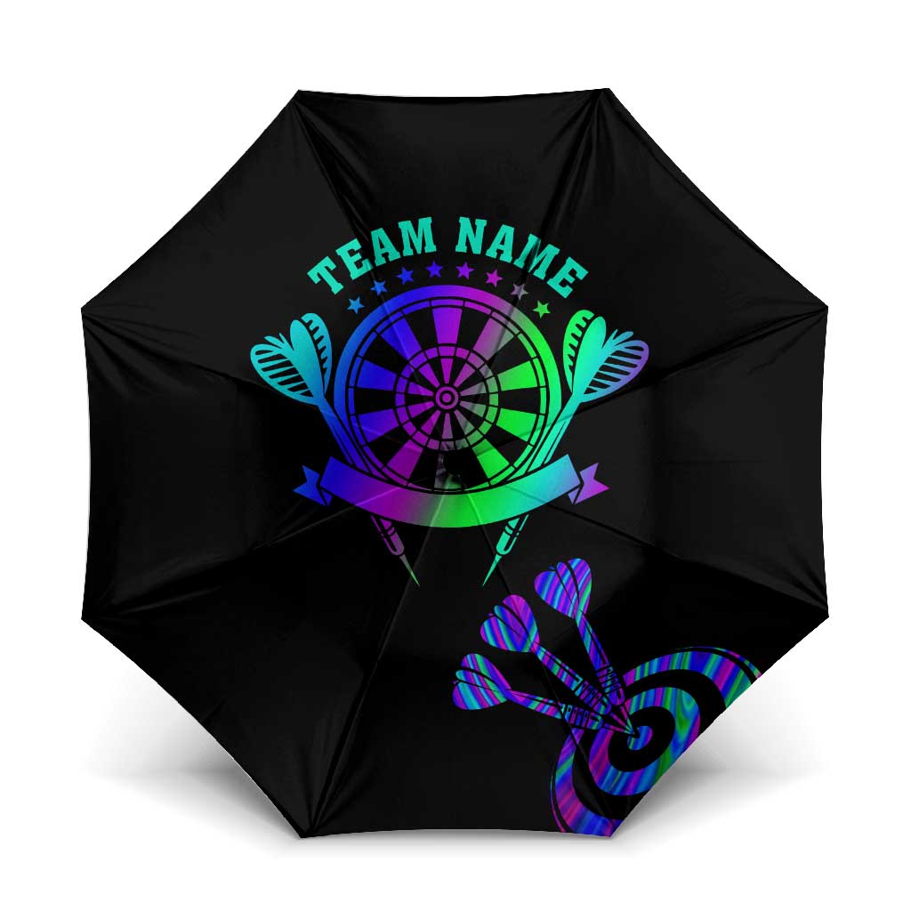 Neon Dartboard Darts Umbrella with Colorful Target and Psychedelic Swirl Pattern - Wonder Print Shop