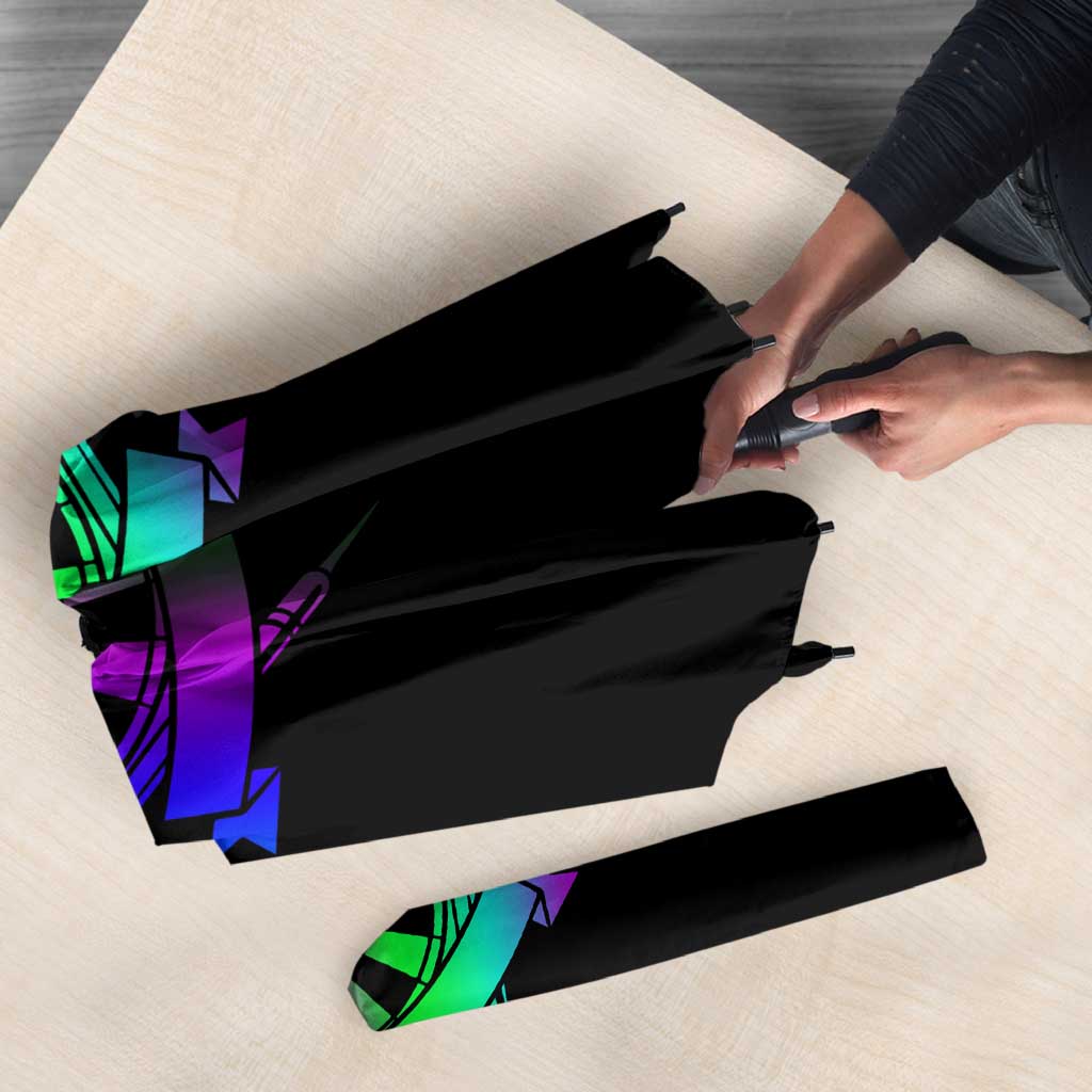 Neon Dartboard Darts Umbrella with Colorful Target and Psychedelic Swirl Pattern - Wonder Print Shop