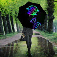 Neon Dartboard Darts Umbrella with Colorful Target and Psychedelic Swirl Pattern - Wonder Print Shop
