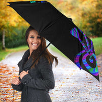 Neon Dartboard Darts Umbrella with Colorful Target and Psychedelic Swirl Pattern - Wonder Print Shop