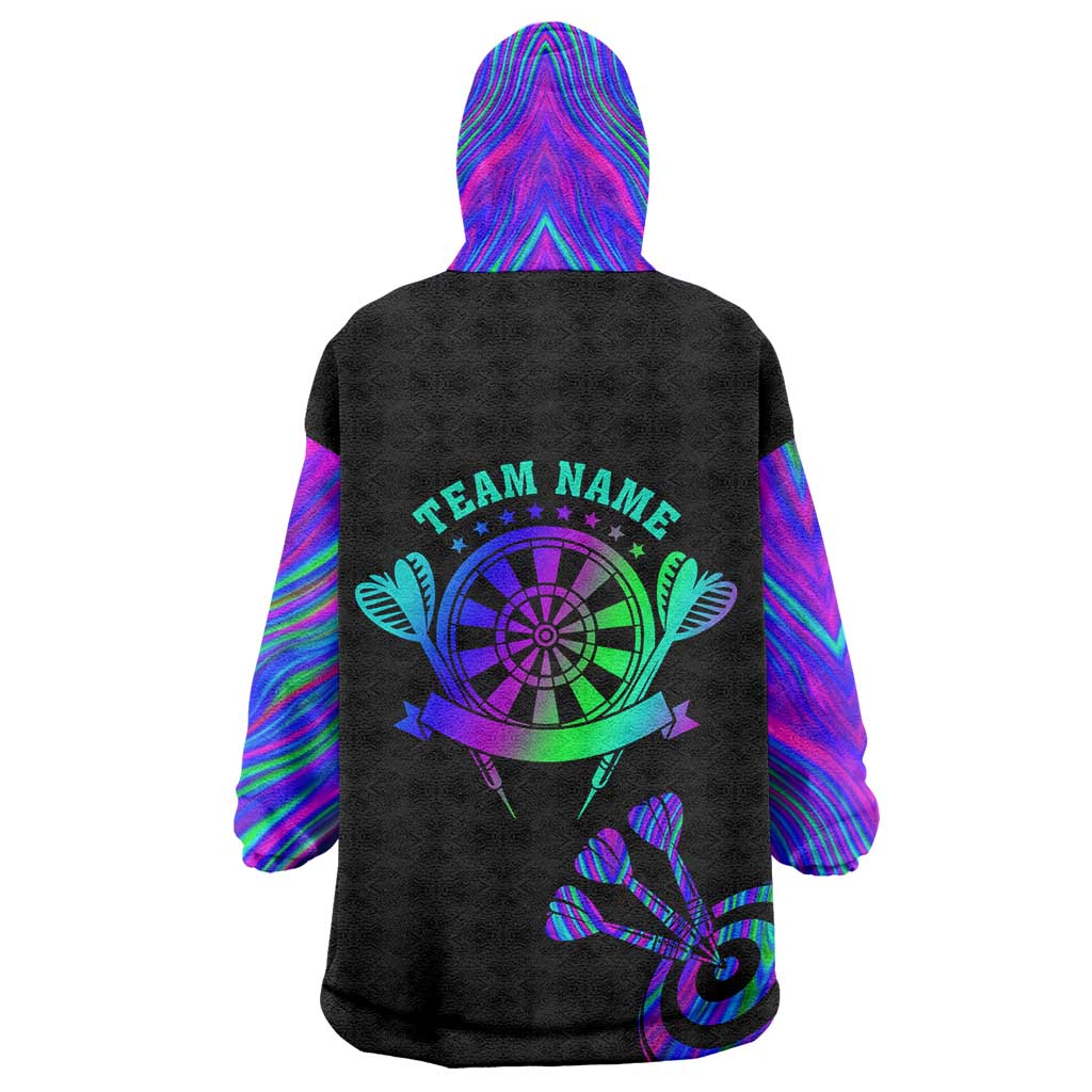 Neon Dartboard Darts Wearable Blanket Hoodie with Colorful Target and Psychedelic Swirl Pattern - Wonder Print Shop