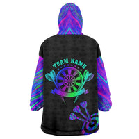 Neon Dartboard Darts Wearable Blanket Hoodie with Colorful Target and Psychedelic Swirl Pattern - Wonder Print Shop