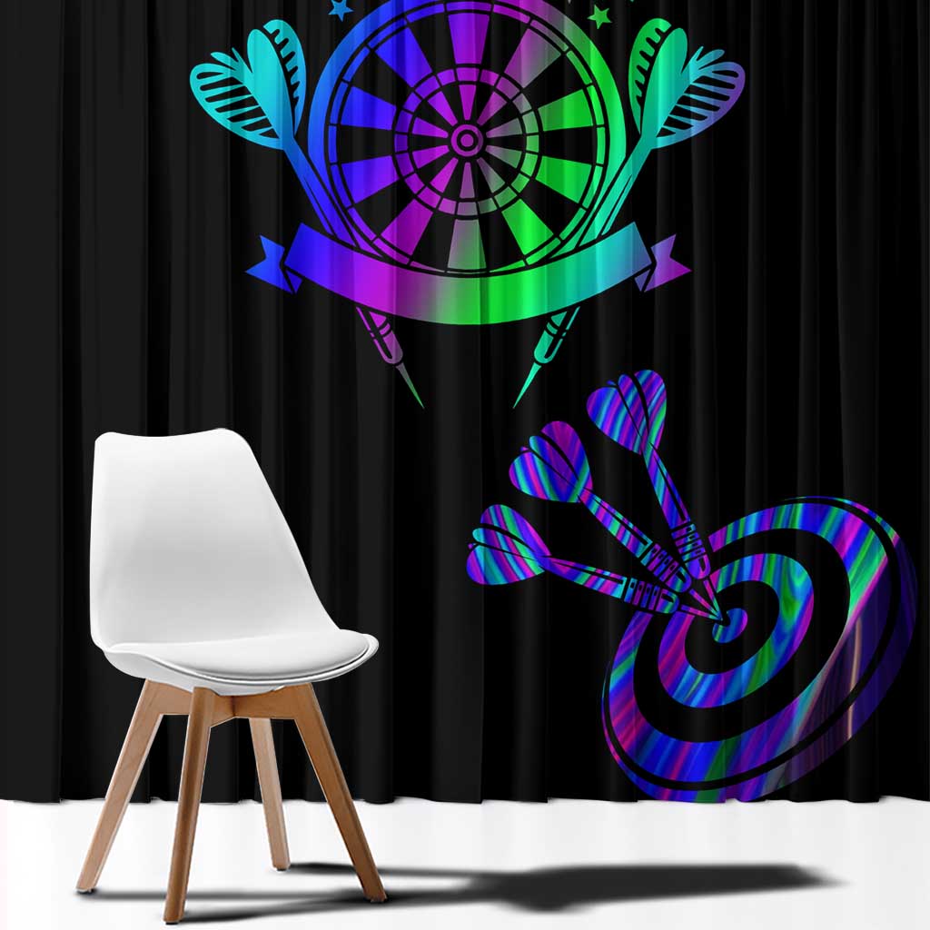 Neon Dartboard Darts Window Curtain with Colorful Target and Psychedelic Swirl Pattern - Wonder Print Shop