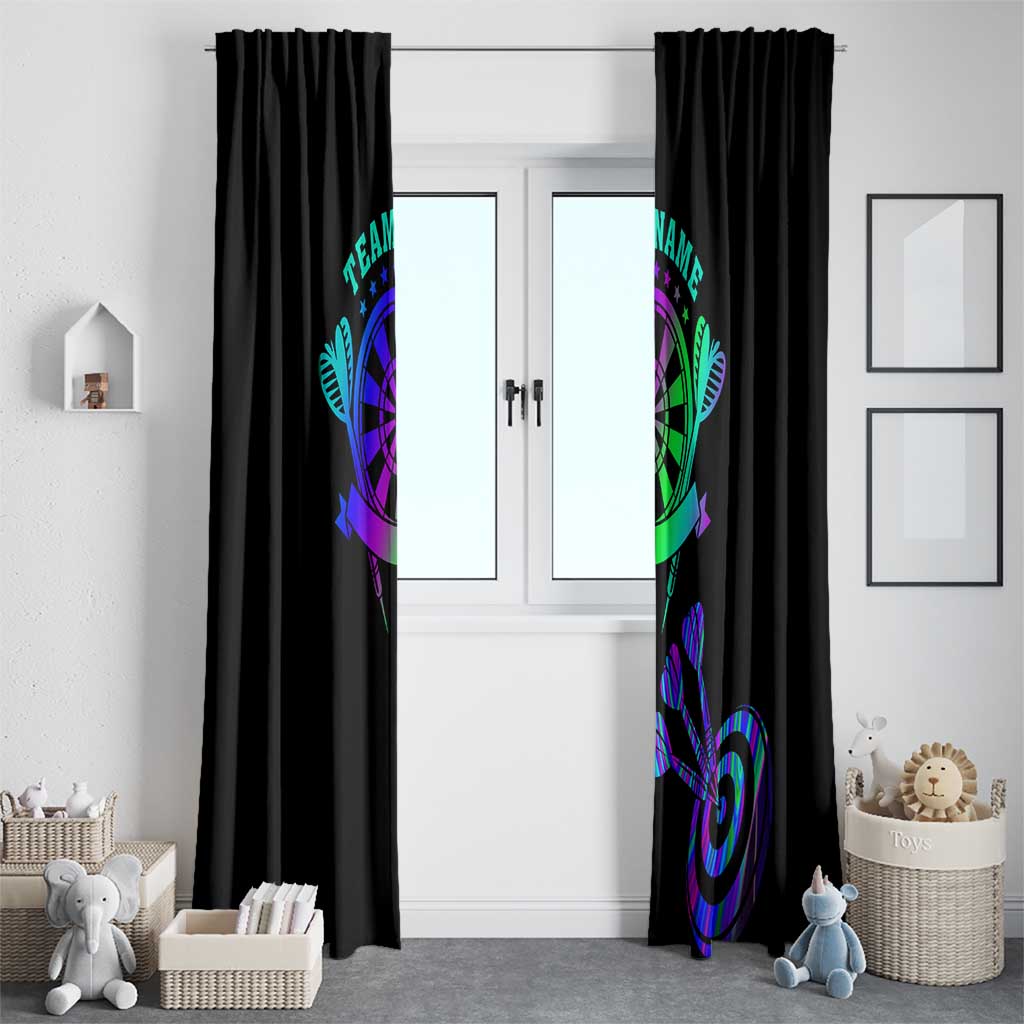 Neon Dartboard Darts Window Curtain with Colorful Target and Psychedelic Swirl Pattern - Wonder Print Shop
