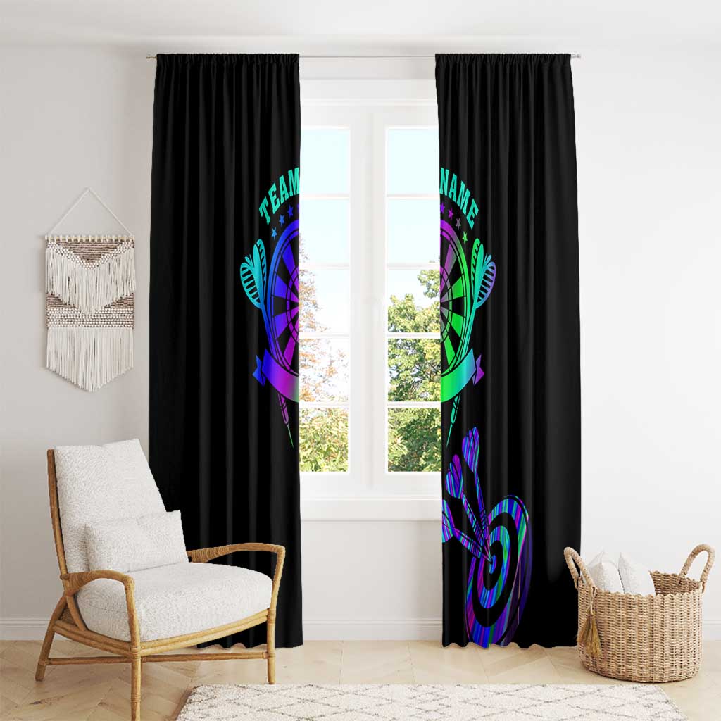 Neon Dartboard Darts Window Curtain with Colorful Target and Psychedelic Swirl Pattern - Wonder Print Shop