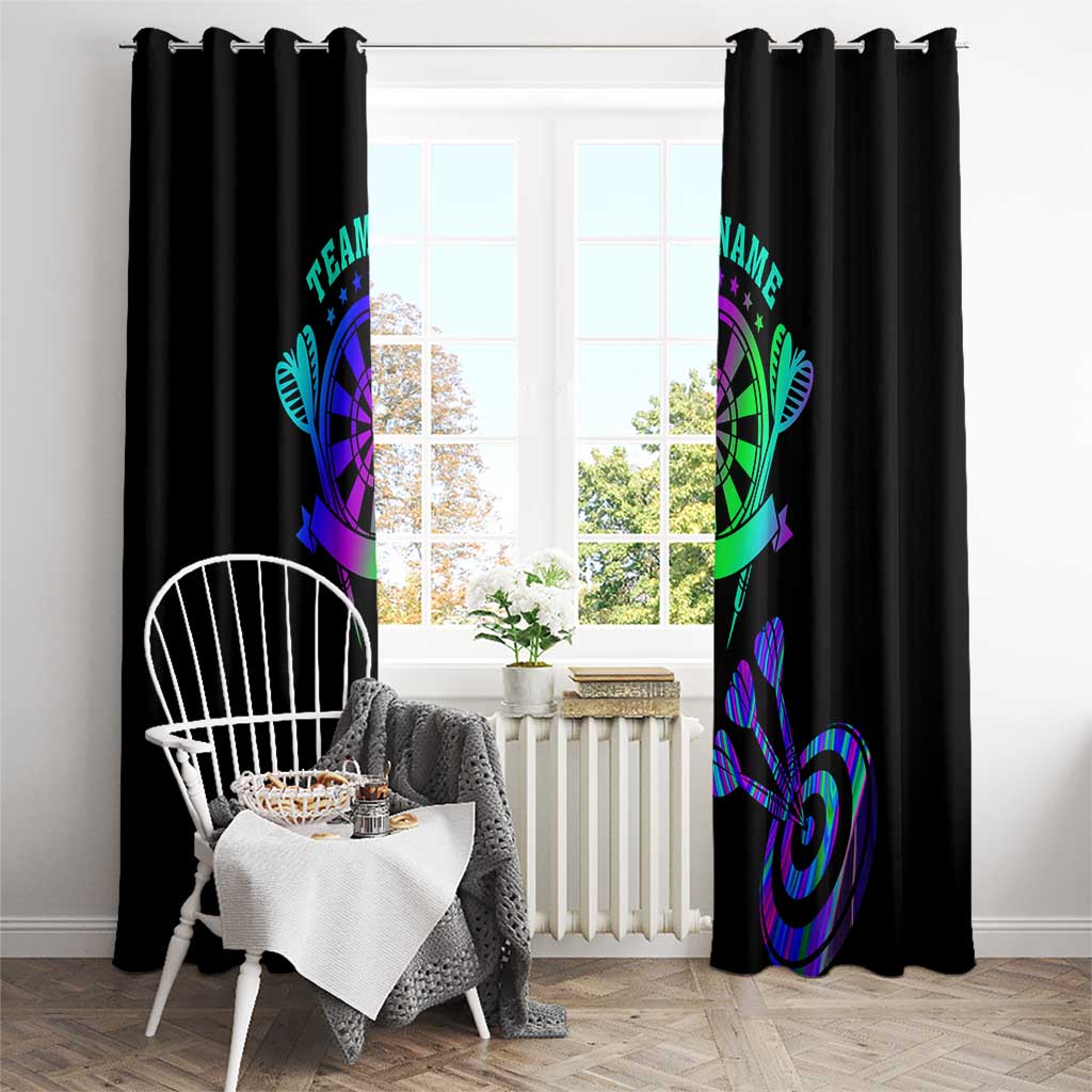 Neon Dartboard Darts Window Curtain with Colorful Target and Psychedelic Swirl Pattern - Wonder Print Shop