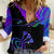 Neon Dartboard Darts Women Casual Shirt with Colorful Target and Psychedelic Swirl Pattern - Wonder Print Shop