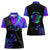 Neon Dartboard Darts Women Polo Shirt with Colorful Target and Psychedelic Swirl Pattern - Wonder Print Shop