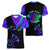 Neon Dartboard Darts Women V-Neck T-Shirt with Colorful Target and Psychedelic Swirl Pattern - Wonder Print Shop