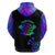 Neon Dartboard Darts Zip Hoodie with Colorful Target and Psychedelic Swirl Pattern - Wonder Print Shop