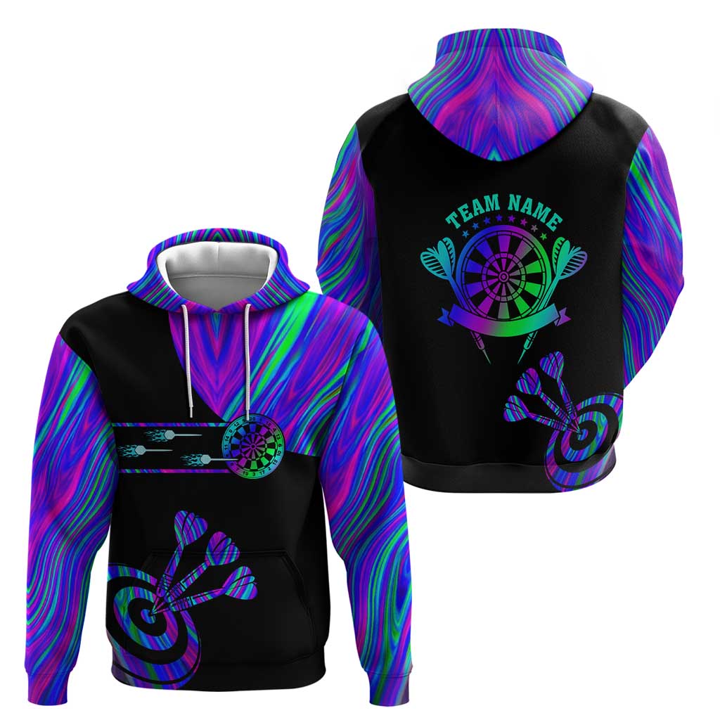 Neon Dartboard Darts Zip Hoodie with Colorful Target and Psychedelic Swirl Pattern - Wonder Print Shop