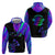 Neon Dartboard Darts Zip Hoodie with Colorful Target and Psychedelic Swirl Pattern - Wonder Print Shop