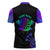 Neon Dartboard Darts Zipper Polo Shirt with Colorful Target and Psychedelic Swirl Pattern - Wonder Print Shop