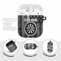 Grunge American Flag Darts AirPods Case with Dartboard Target and Black White Stars - Wonder Print Shop