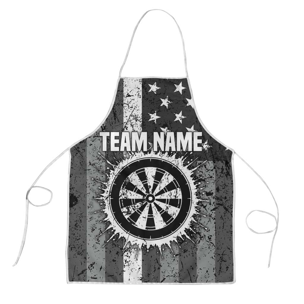 Grunge American Flag Darts Apron with Dartboard Target and Black White Stars - Wonder Print Shop